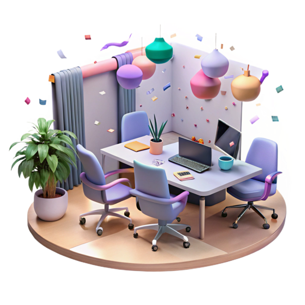 impressive abstract Modern Office Interior Teamwork Atmosphere Transparent Background original png