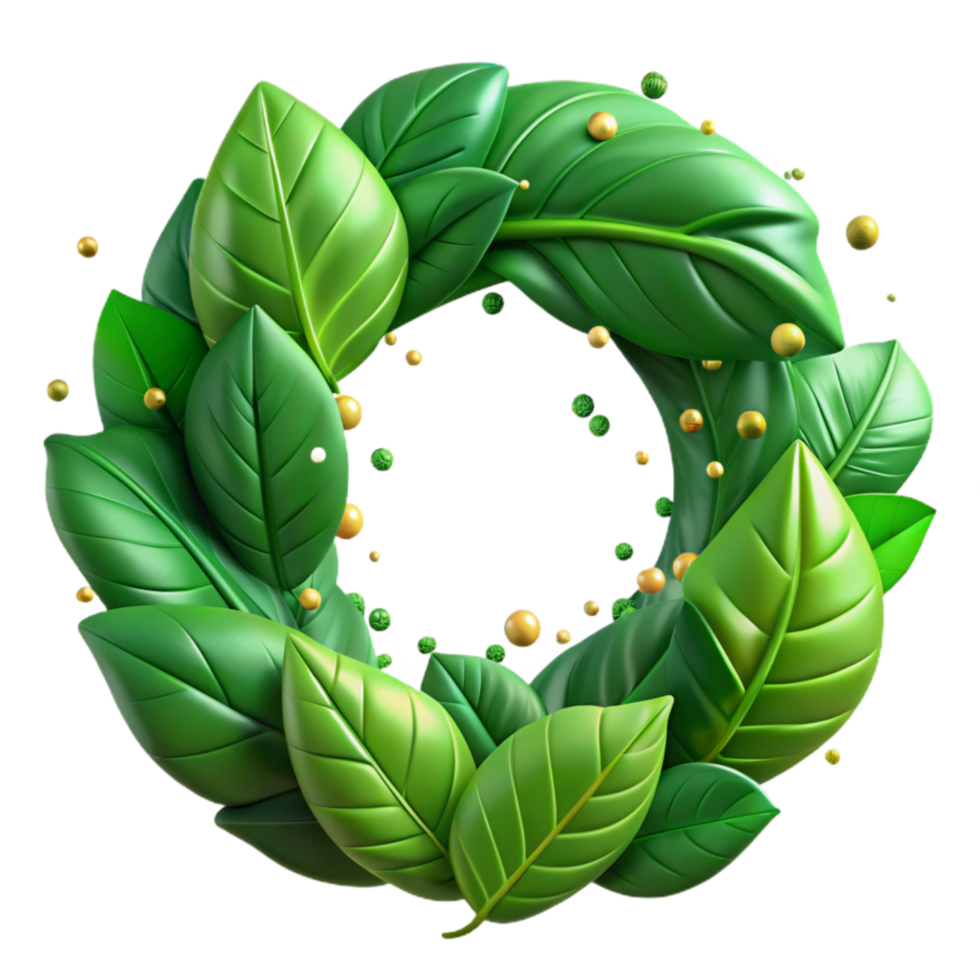 impressive classic Green Leaves Frame Isolated Element premium png