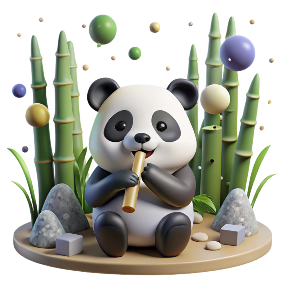 wonderful traditional Panda Eating Bamboo in Sparse Forest Transparent Background genuine png