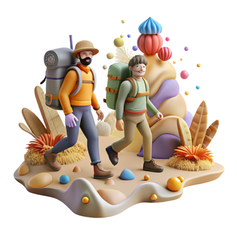 beautiful artistic Group Hiking Nature Trail Cutout premium png