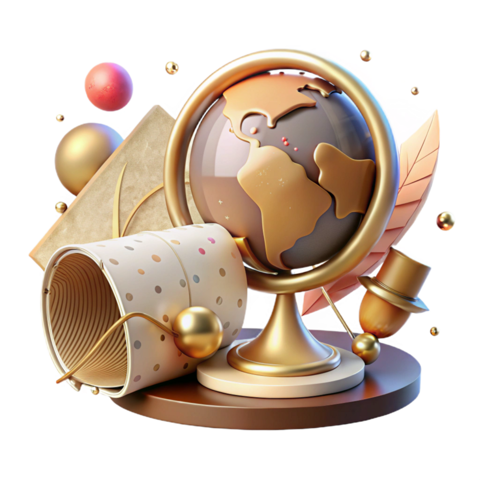 impressive contemporary Historical Perspective Old Globe and Documents Cutout Warm Light original png