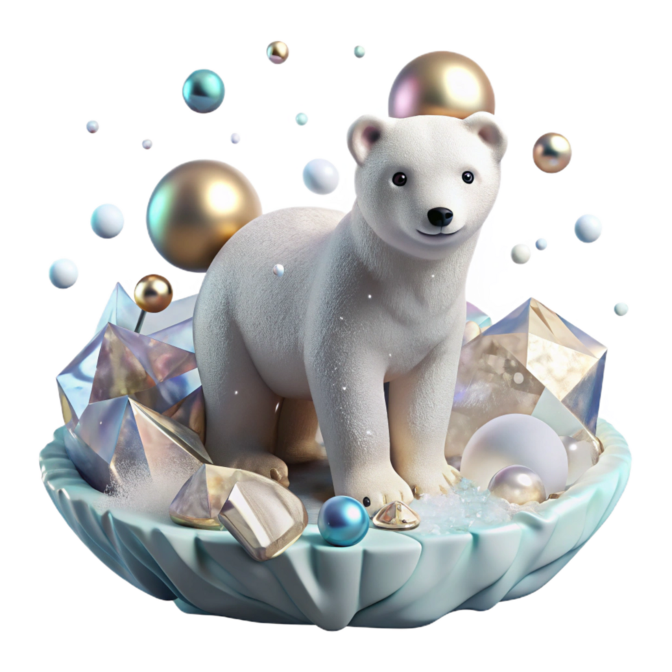 magnificent minimalist Polar Bear Cub on Ice Floe Close Up Cutout high quality png