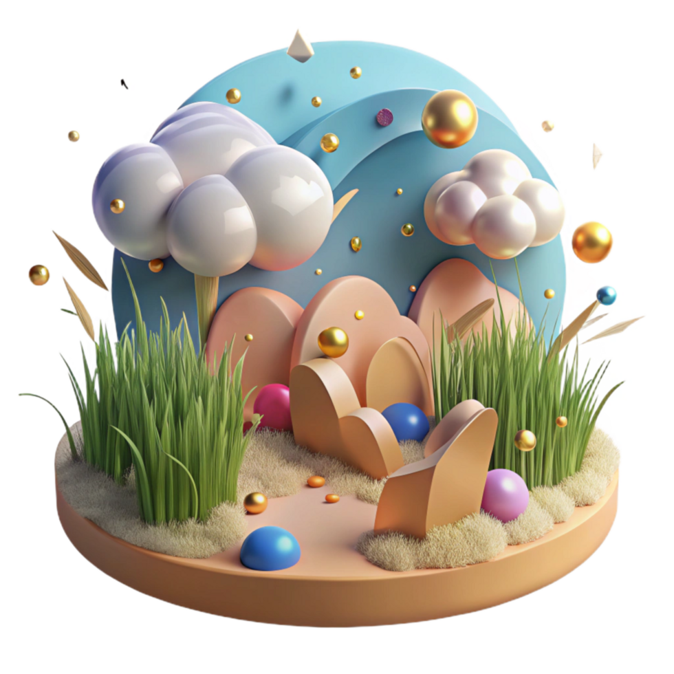 beautiful creative Protected Grassland Landscape Cutout with Dramatic Sky authentic png