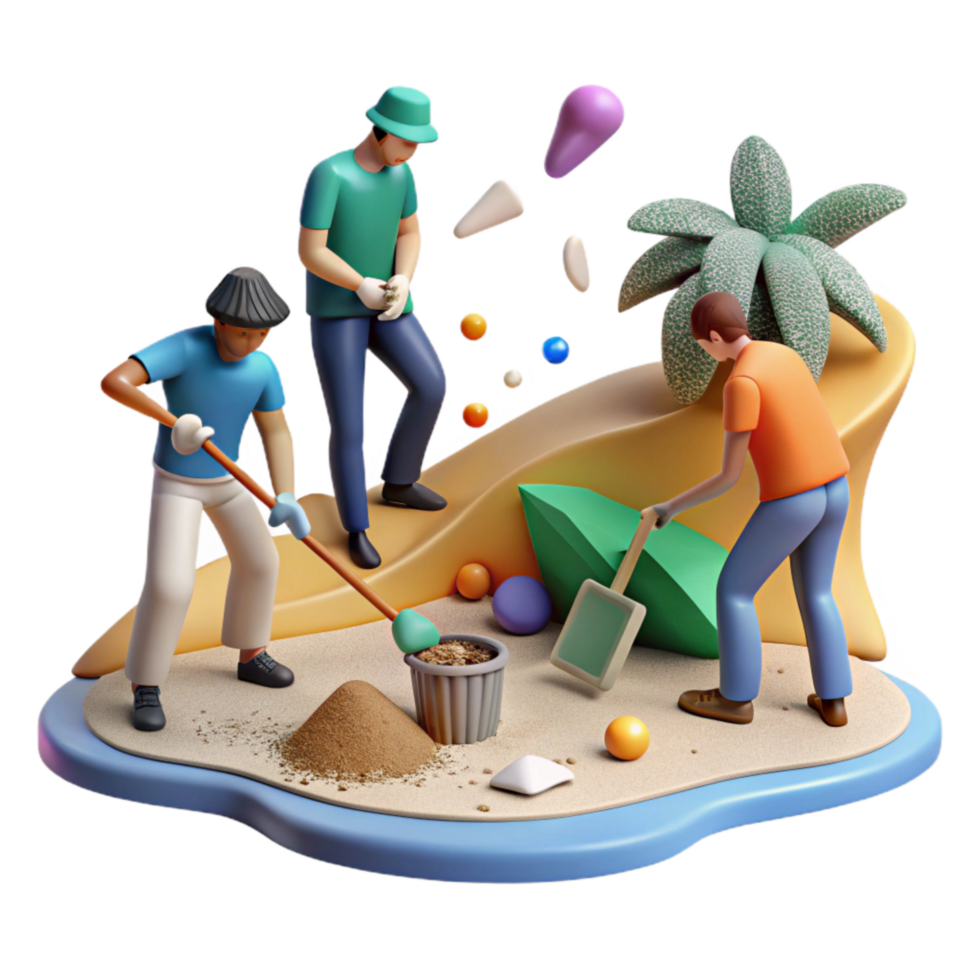 wonderful abstract Group of People Cleaning Up Beach Transparent Background genuine png