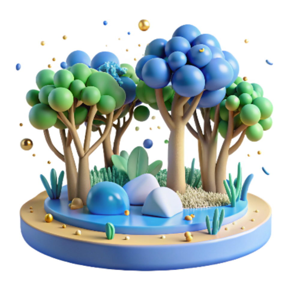 serene classic Mangrove Forest and Clear Water Cutout Tropical Scene premium png