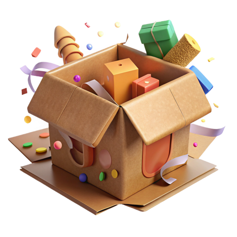 extraordinary rustic Recycled Cardboard Box Packaging Material Cutout authentic png