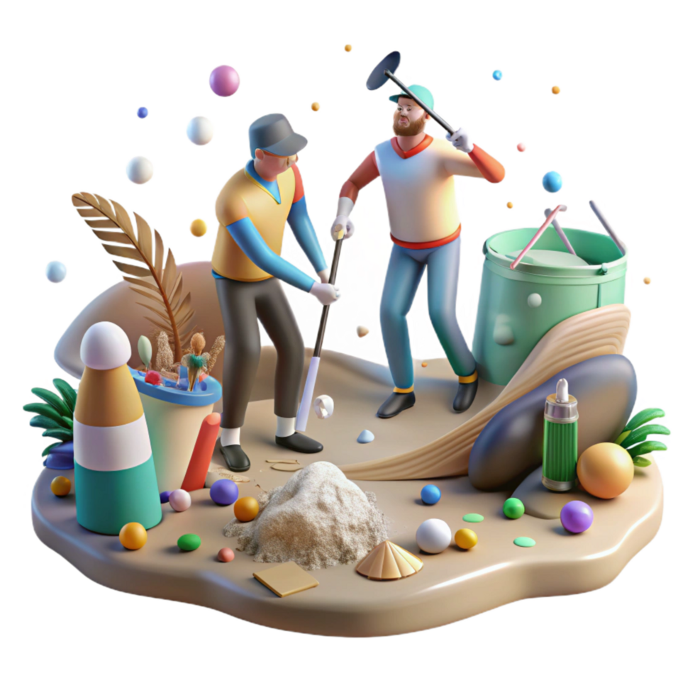 stunning modern Group Cleaning Up Beach Pollution Transparent Background high resolution png
