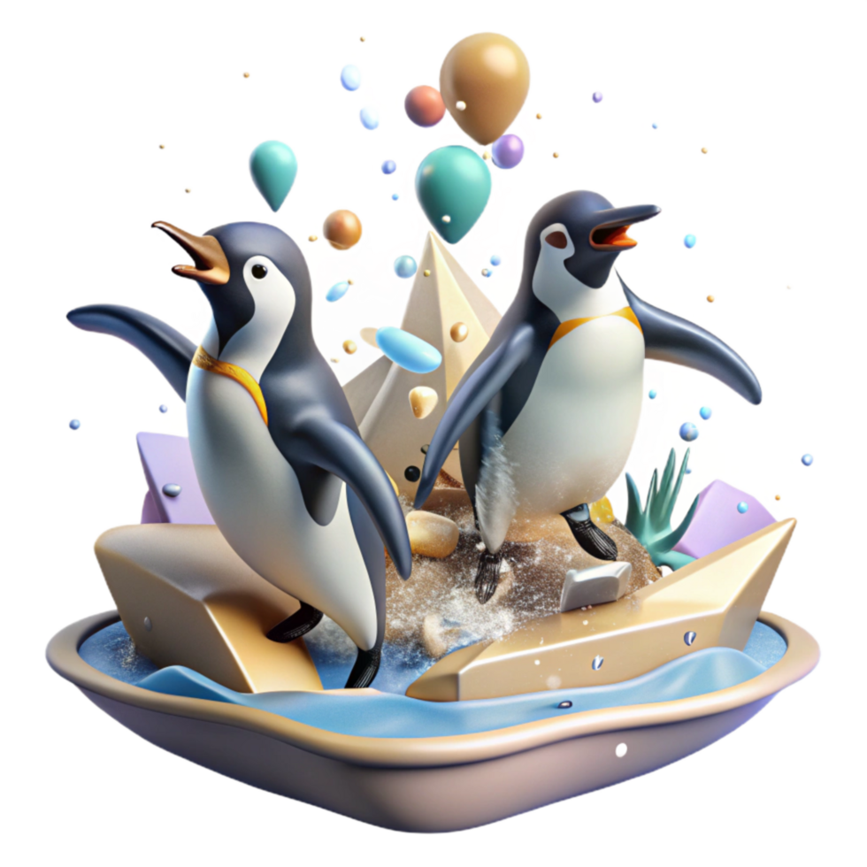 dramatic rustic Penguins Jumping Into Water Isolated Image authentic png