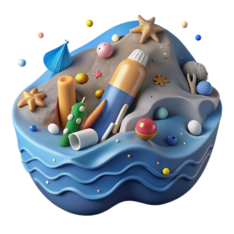 extraordinary creative Plastic Pollution in Ocean Side View Cutout authentic png
