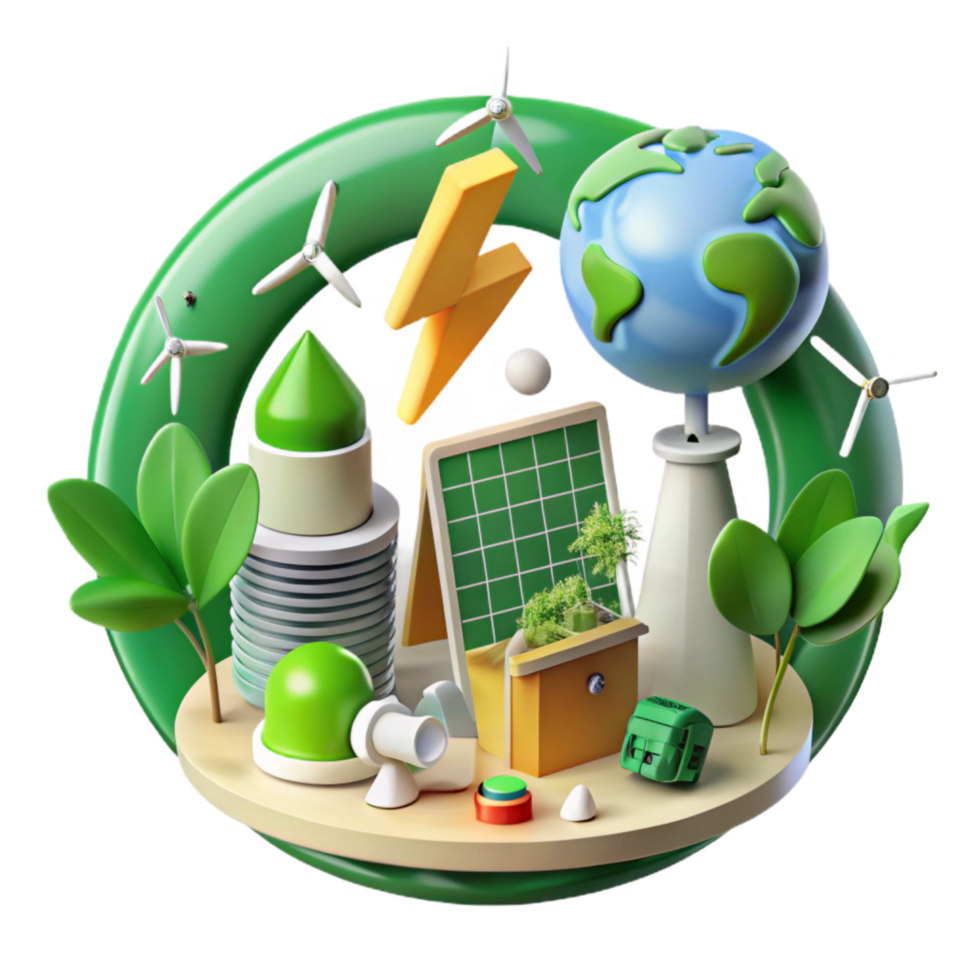 beautiful abstract Green Energy Solutions Infographic Transparent Background detailed png