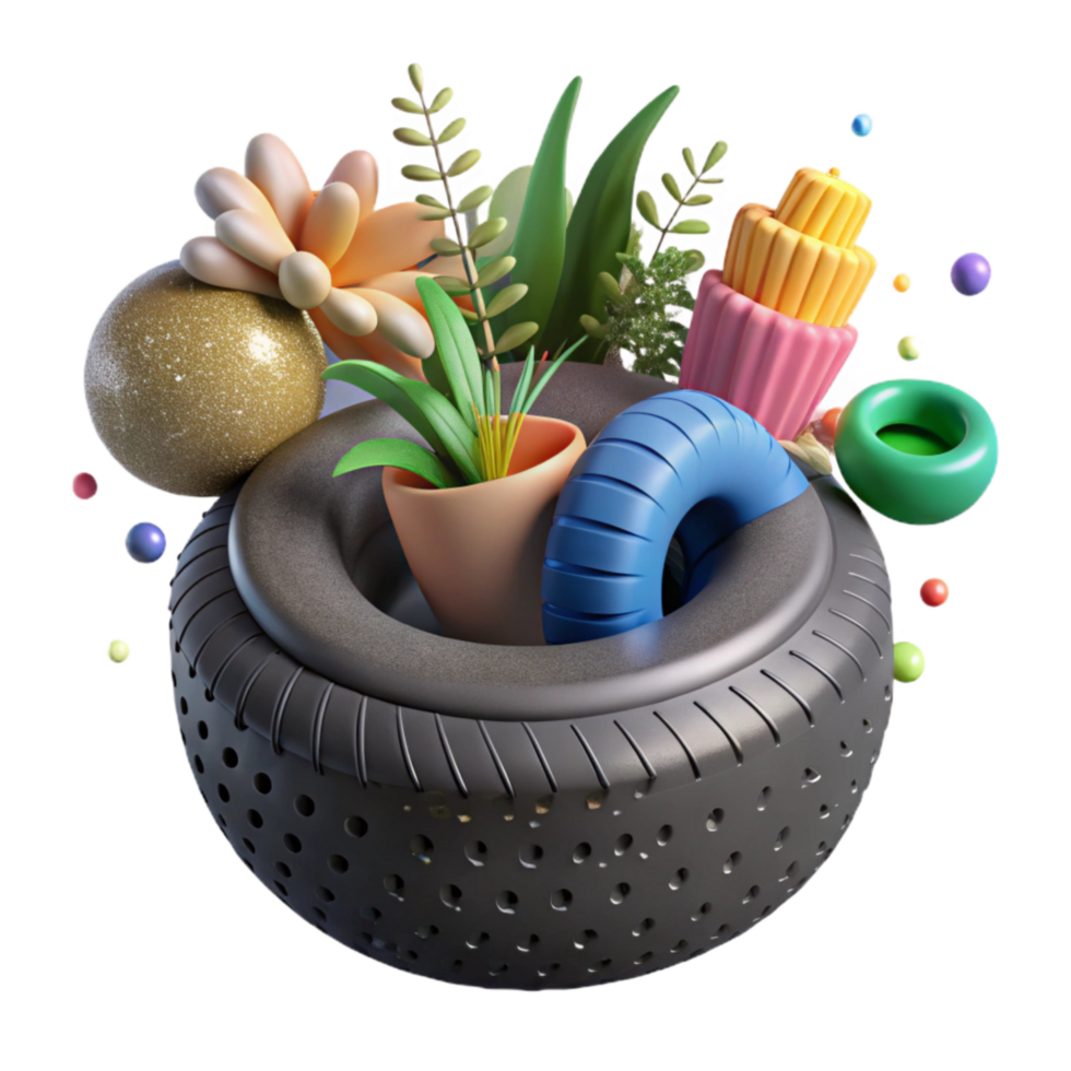 impressive traditional Recycled Tire Planter Creative Reuse Cutout authentic png