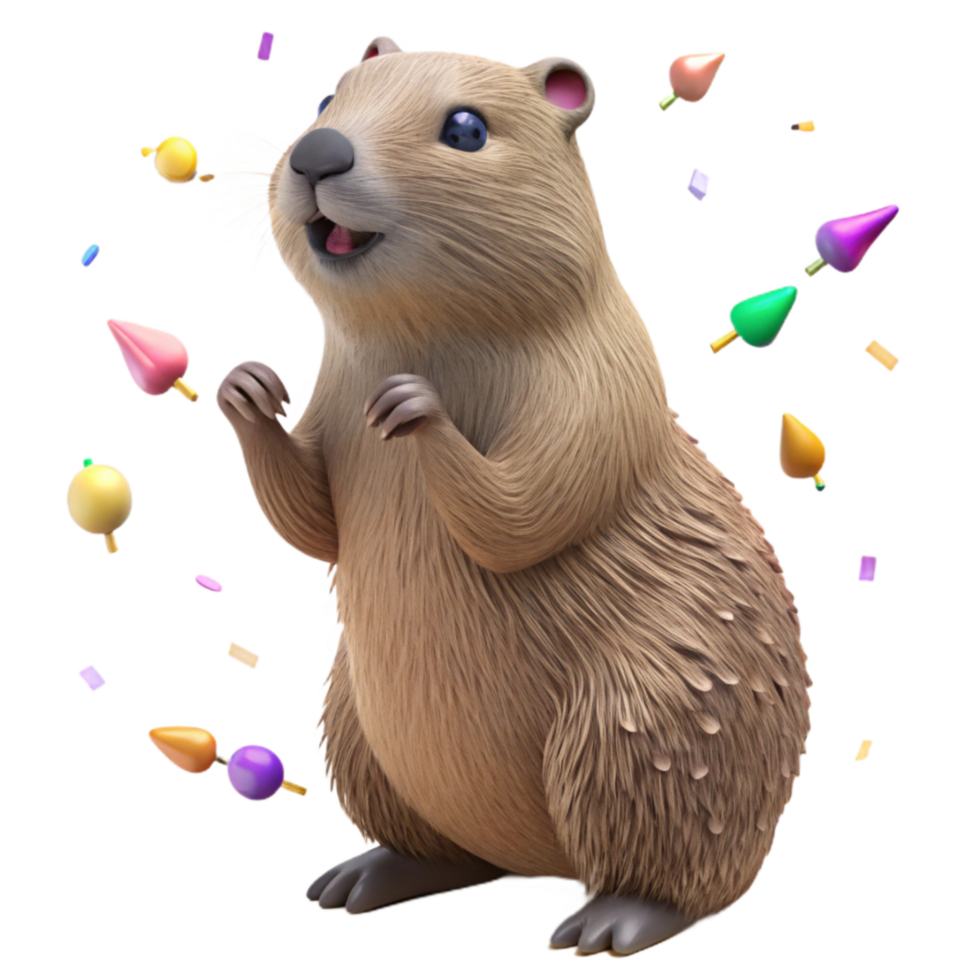 dramatic rustic Groundhog Standing Upright Side View Isolated exclusive png