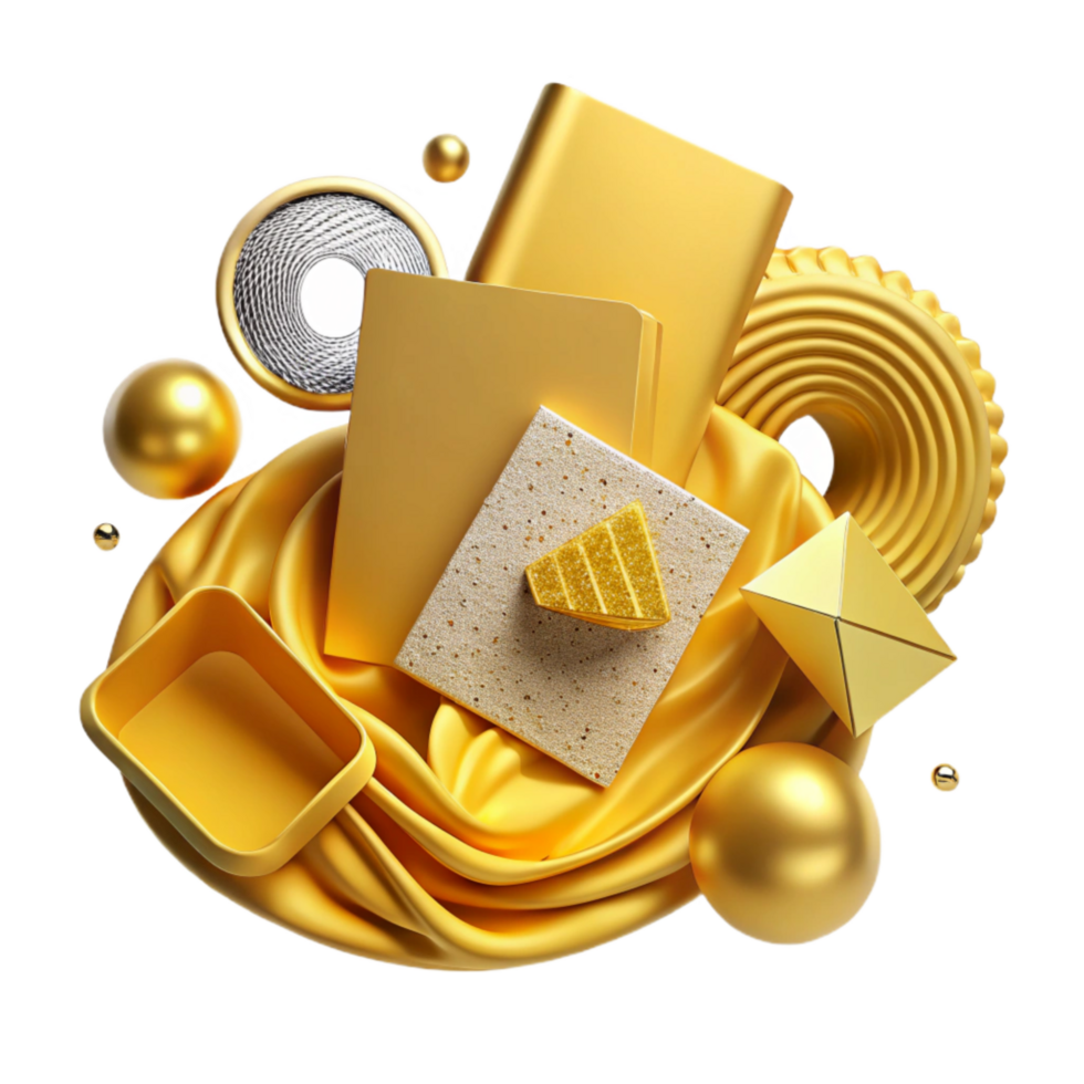elegant vintage Golden Yellow Brand Identity Kit Mockup Isolated Element png