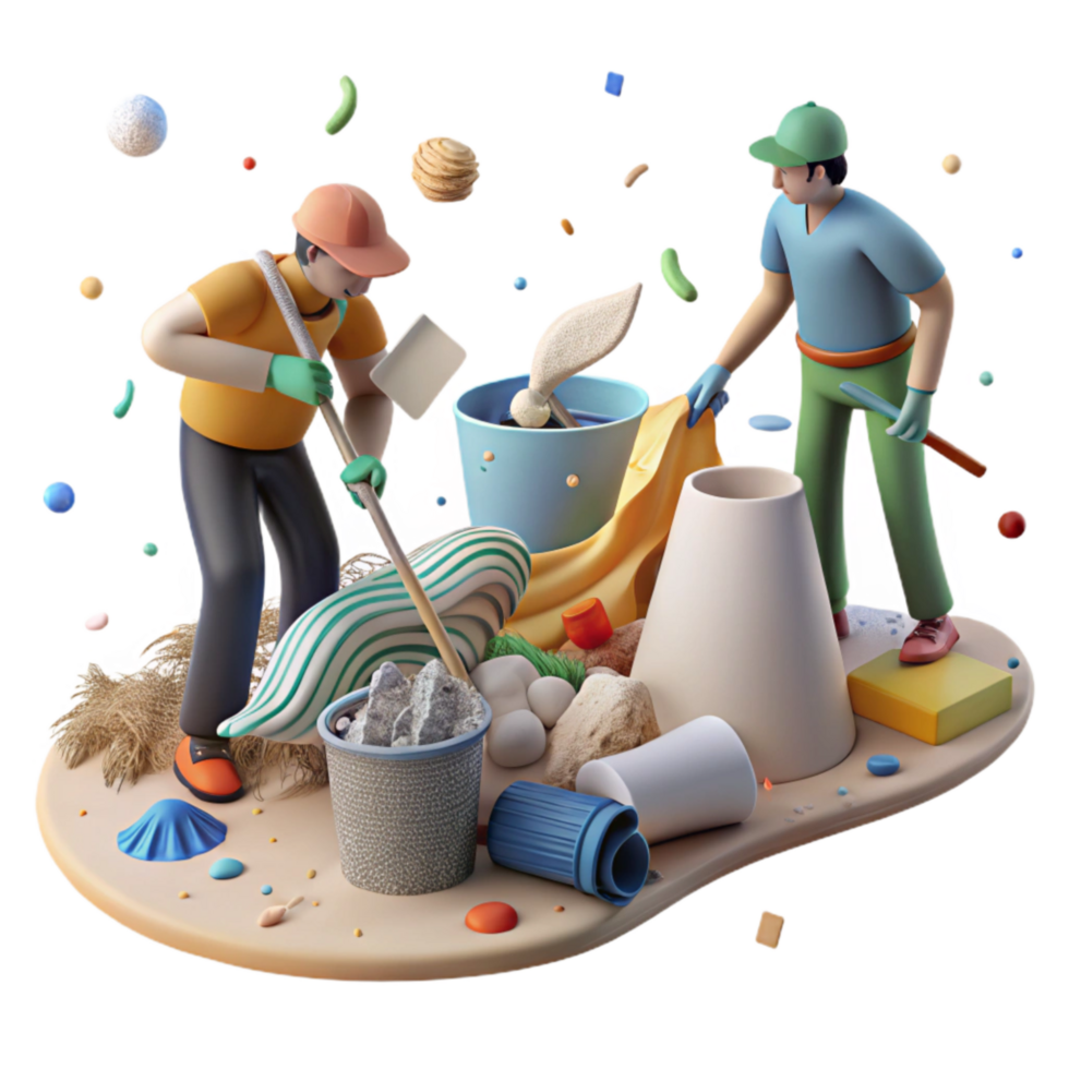 impressive classic Group Cleaning Up Beach Pollution Transparent Background premium png