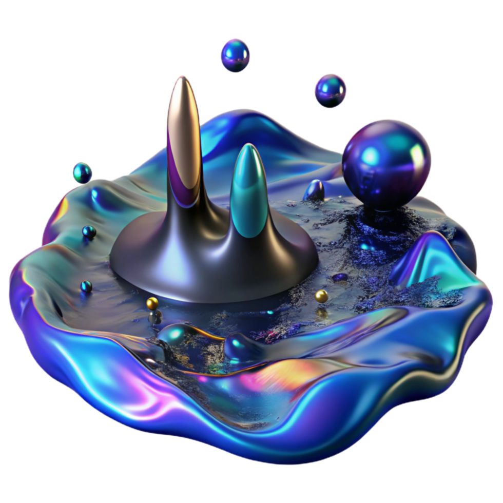 elegant classic Oil Slick on Water Surface Isolated Transparent Background Dark Blue Color original png