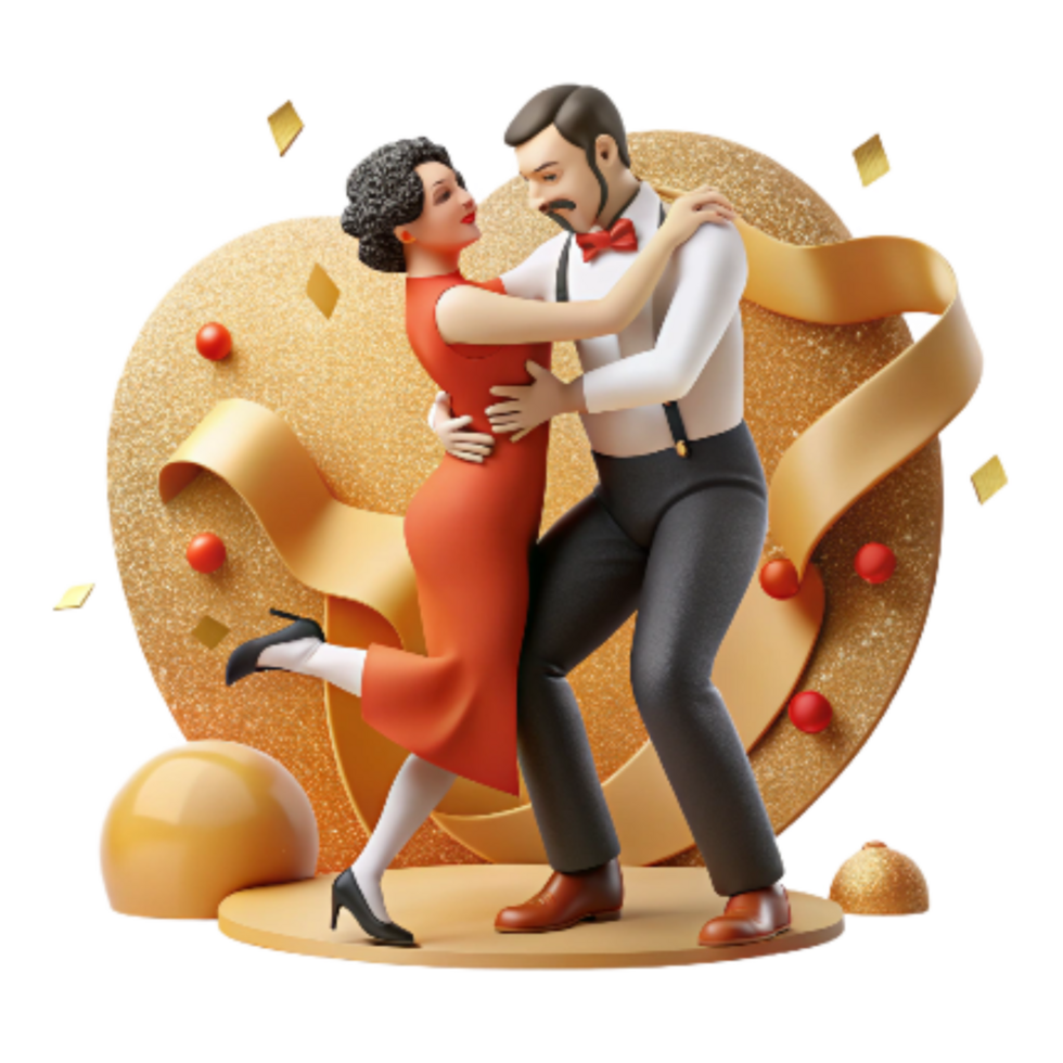 beautiful contemporary Passionate Tango Dancers Cutout with Warm Lighting original png