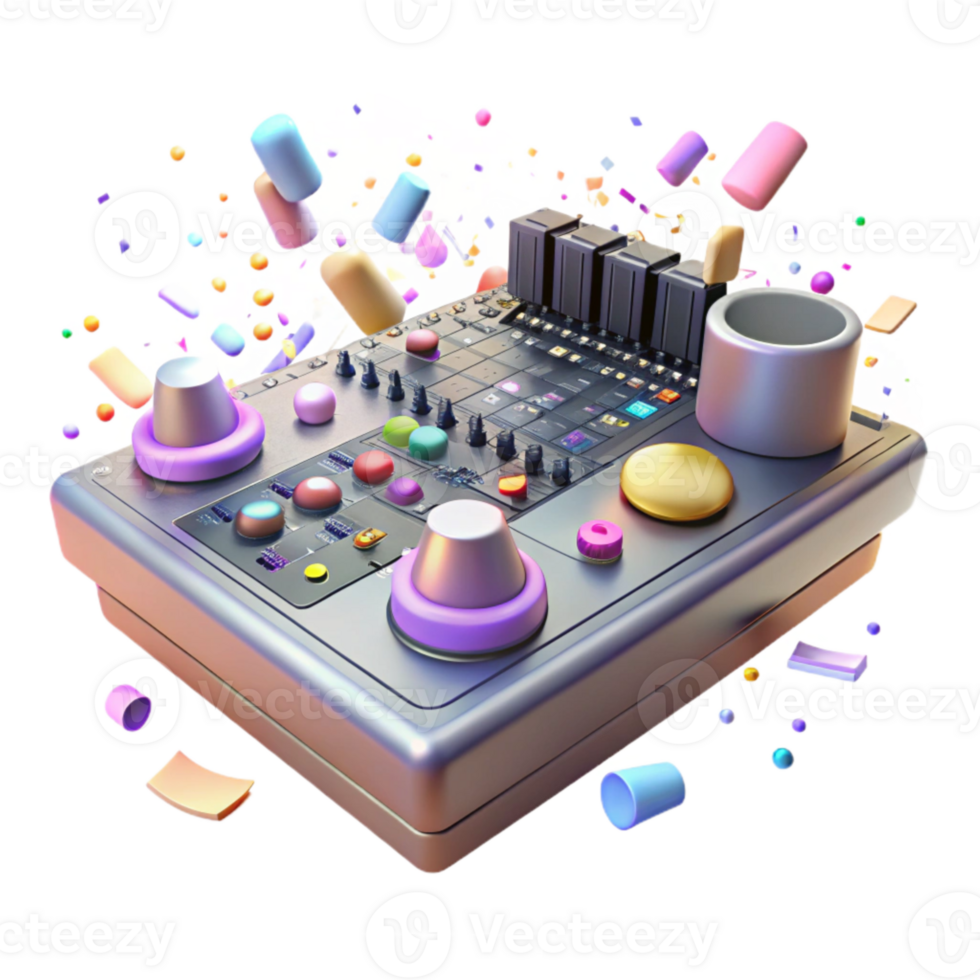 dramatic contemporary Mixing Console Faders Up with Transparent Background png