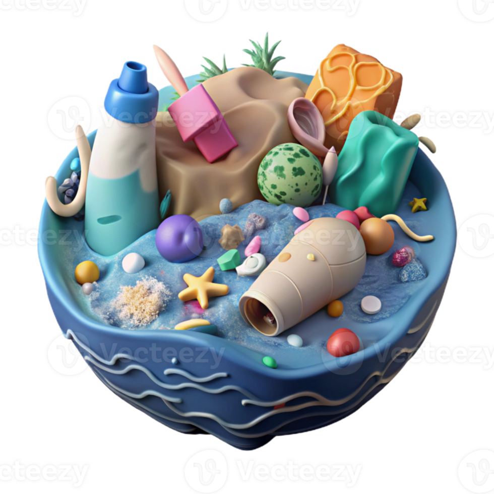 magnificent abstract Ocean Plastic Garbage Patch Cutout with Colorful Debris premium png