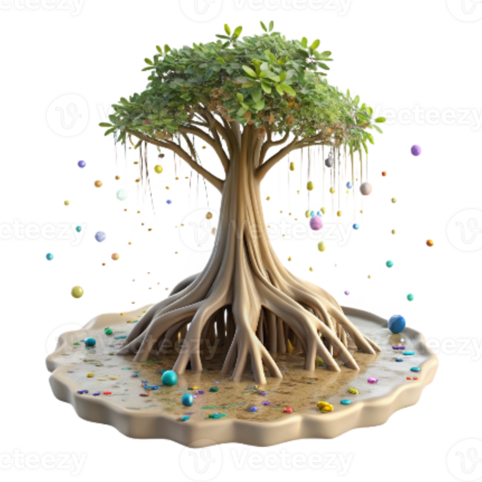 vibrant traditional Mangrove Tree with Dense Canopy Cutout Top View genuine png