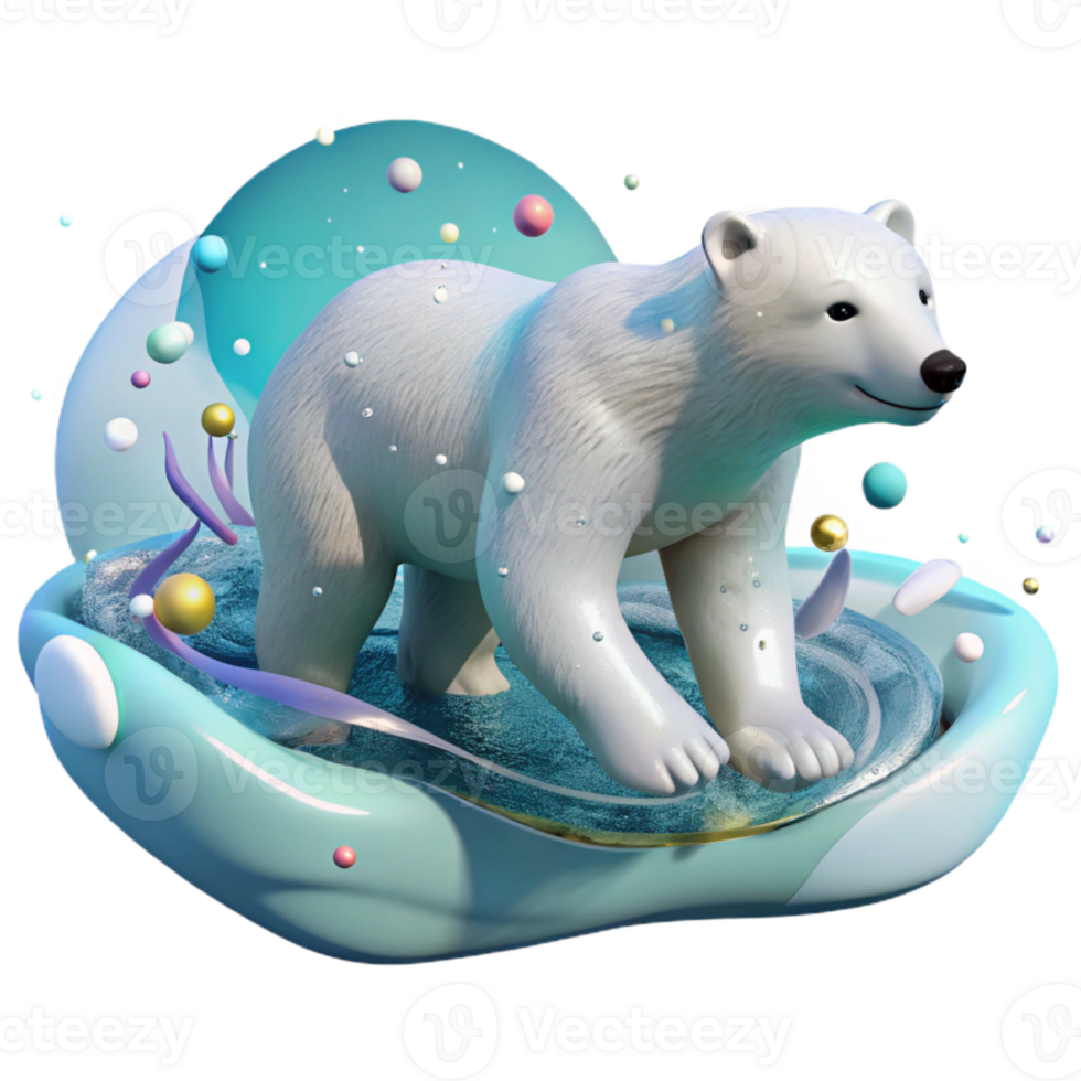 serene contemporary Polar Bear Swimming in Water Arctic Scene Cutout genuine png
