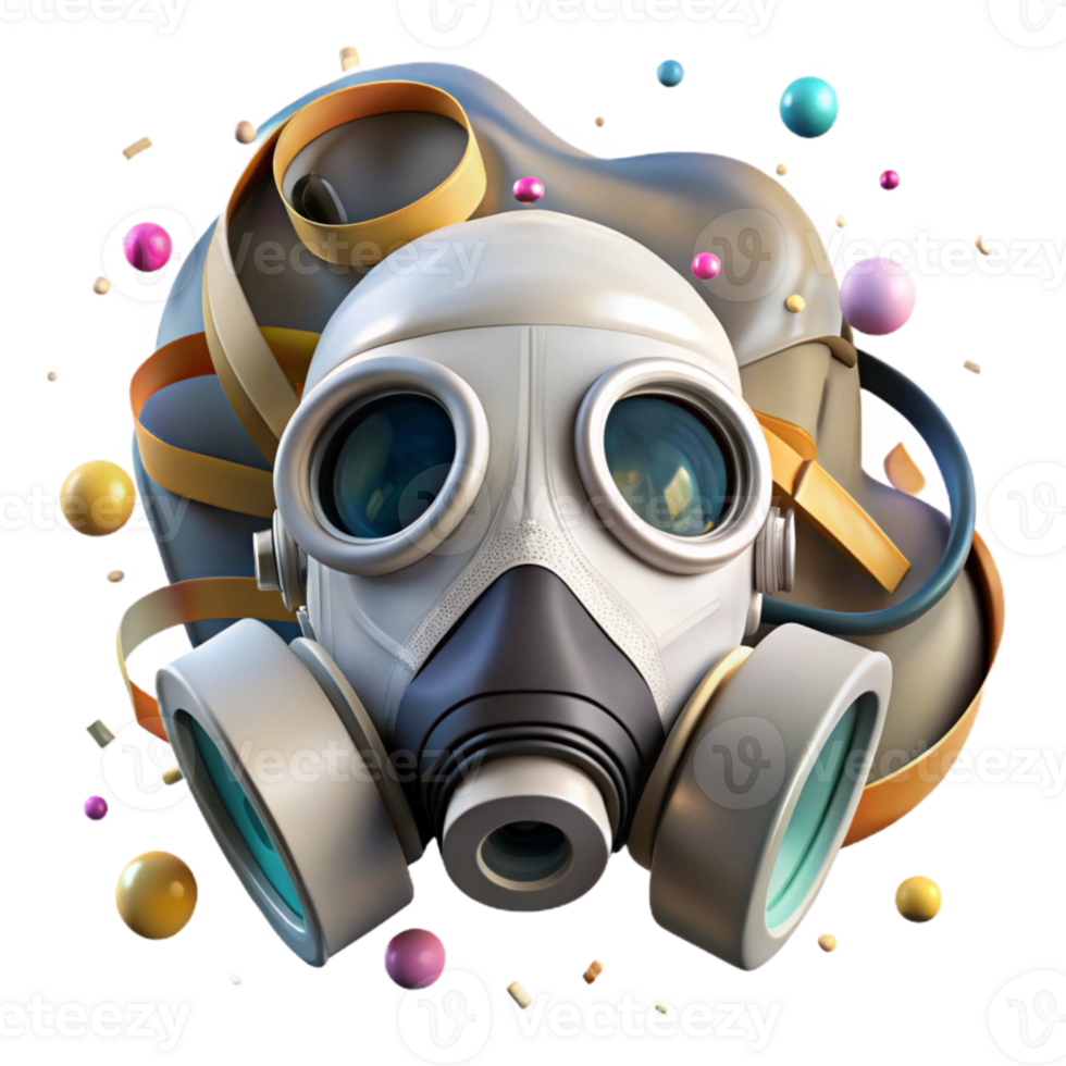 dramatic contemporary Pollution Mask Front View with White Filter Isolated png