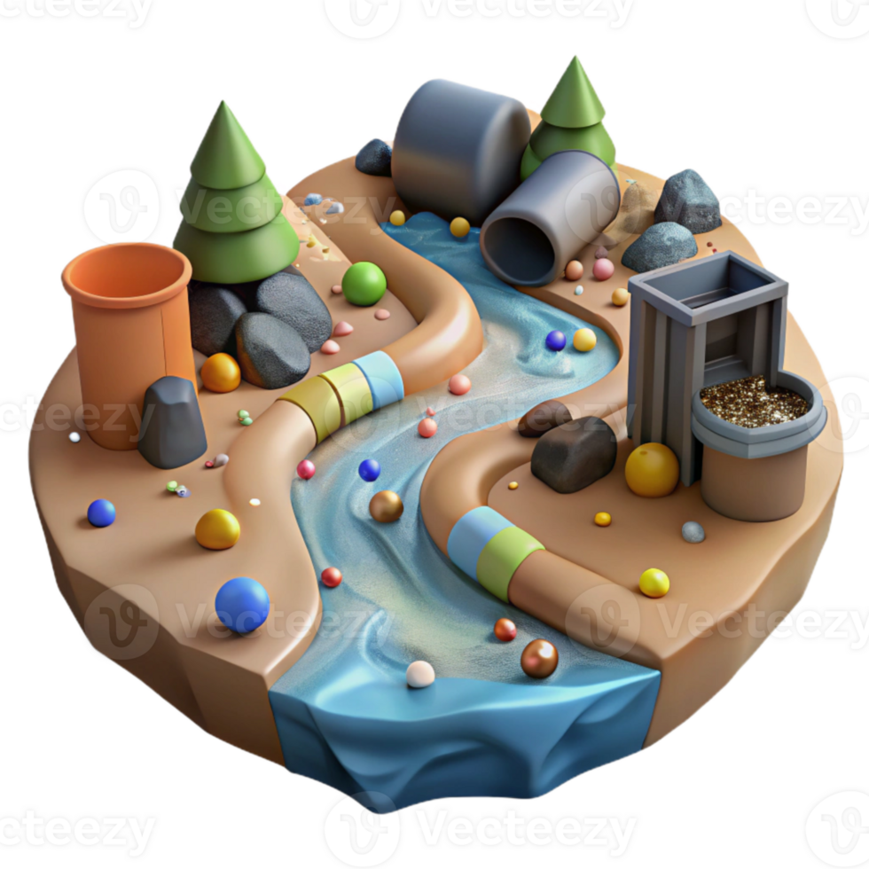 vibrant abstract Polluted Creek Mining Waste Transparent Background Contaminated Water genuine png