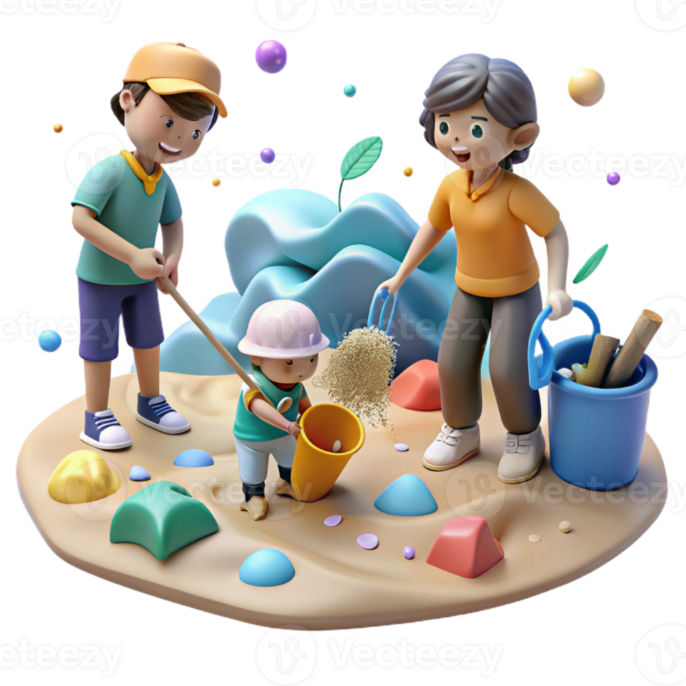 magnificent rustic Group of Children Cleaning Beach Cutout high resolution png