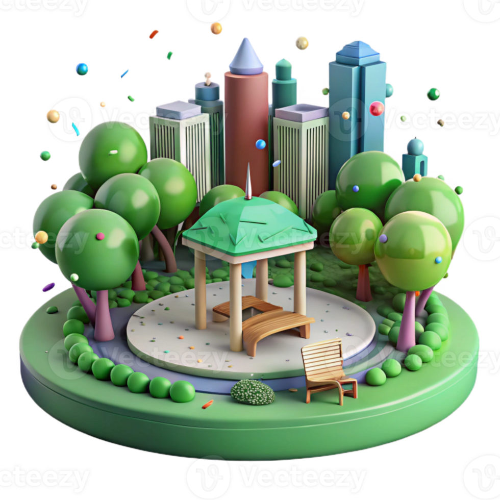 vibrant classic Green City Park with People Relaxing Cutout professional png