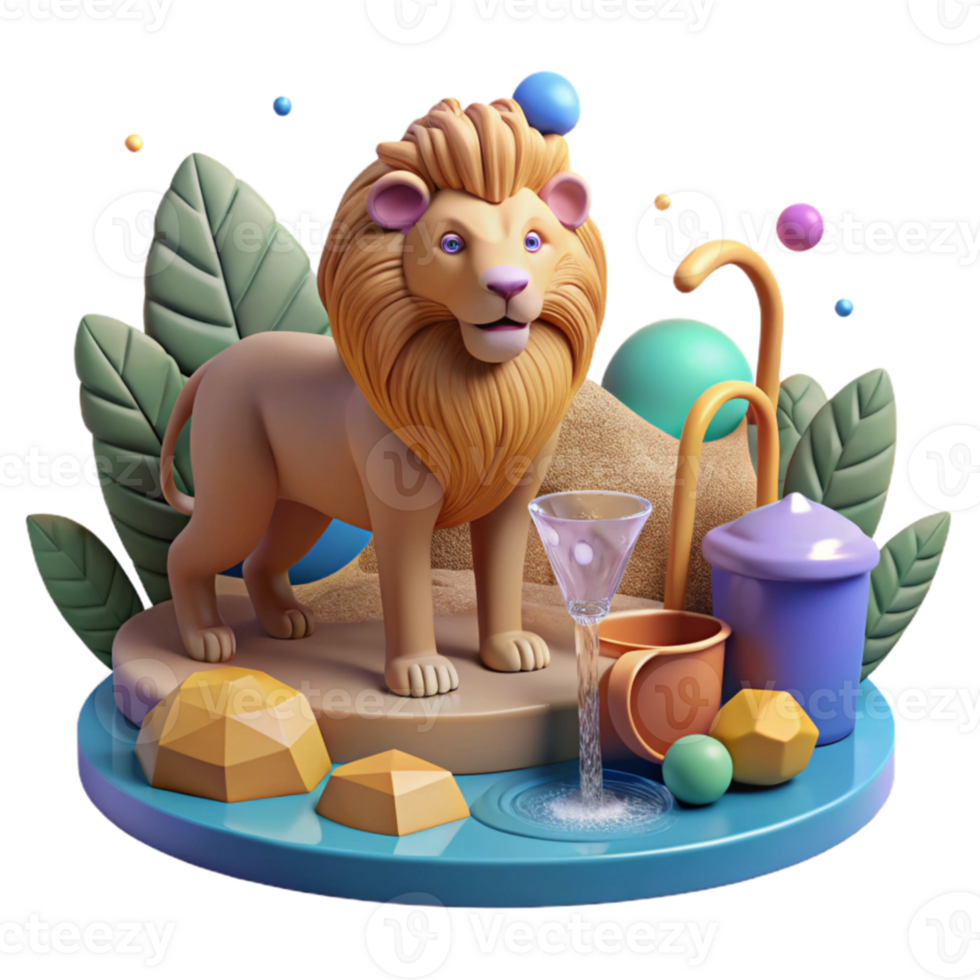 impressive abstract Lion Pride Drinking at Waterhole Cutout png