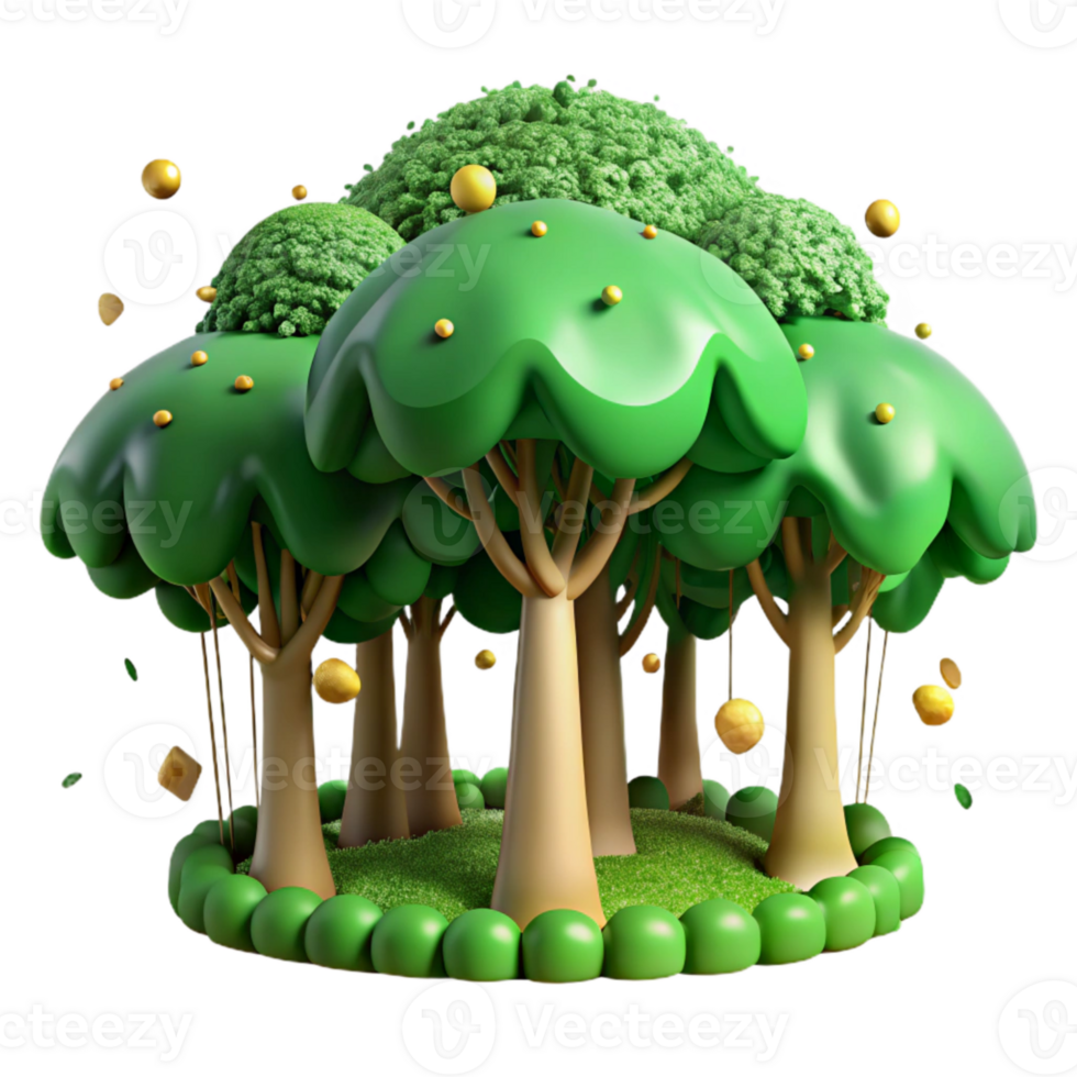 impressive abstract Green Forest Canopy Top View Isolated genuine png