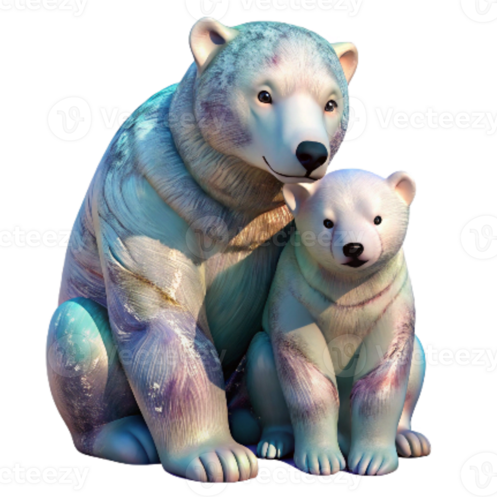 wonderful classic Polar Bear Mother and Cub Isolated Image high resolution png