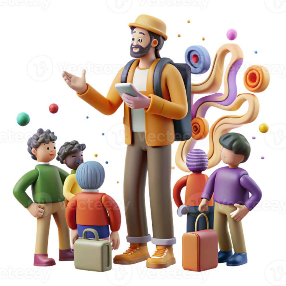 wonderful vintage Local Guide Leading Tour Group Cutout Engaging Interaction high resolution png