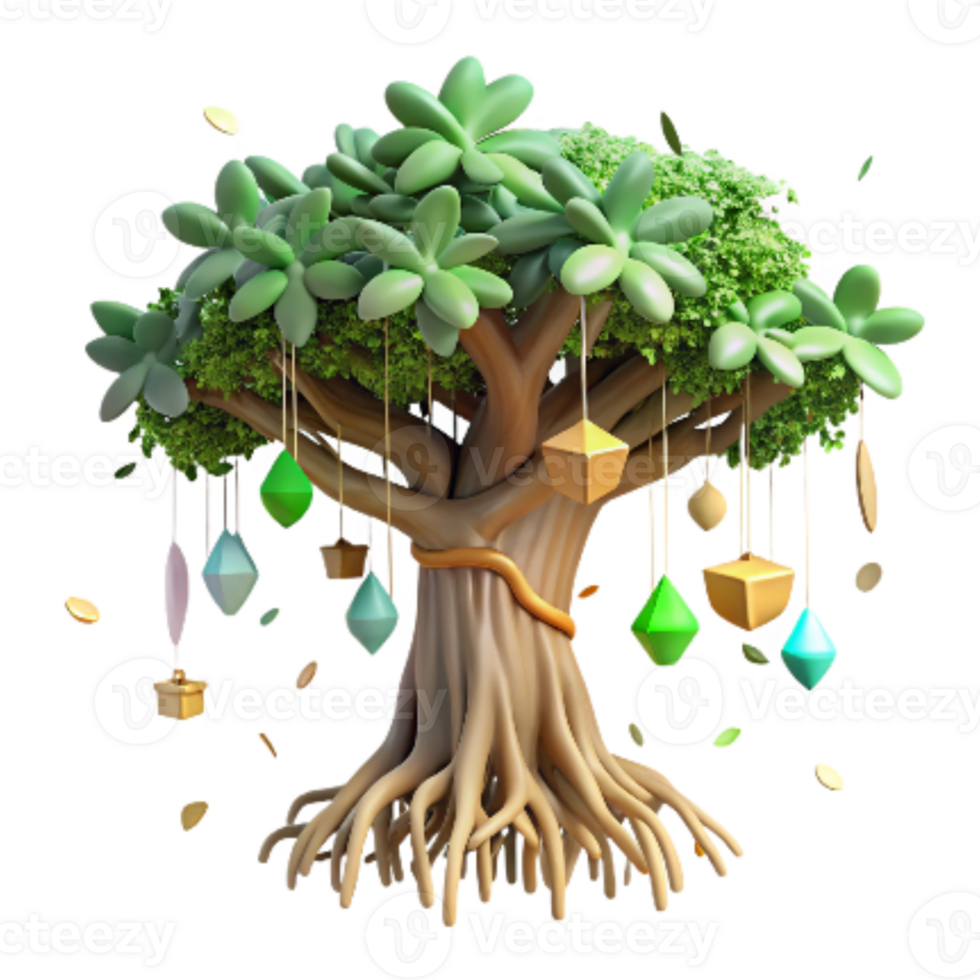 extraordinary modern Mangrove Tree with Hanging Roots Isolated Side Angle exclusive png
