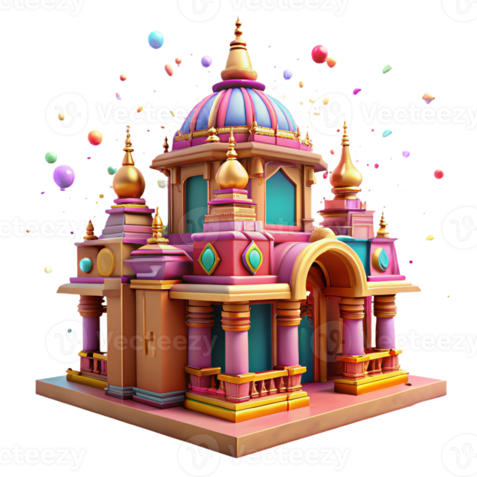 stunning creative Indian Temple Isolated with Colorful Decorations original png