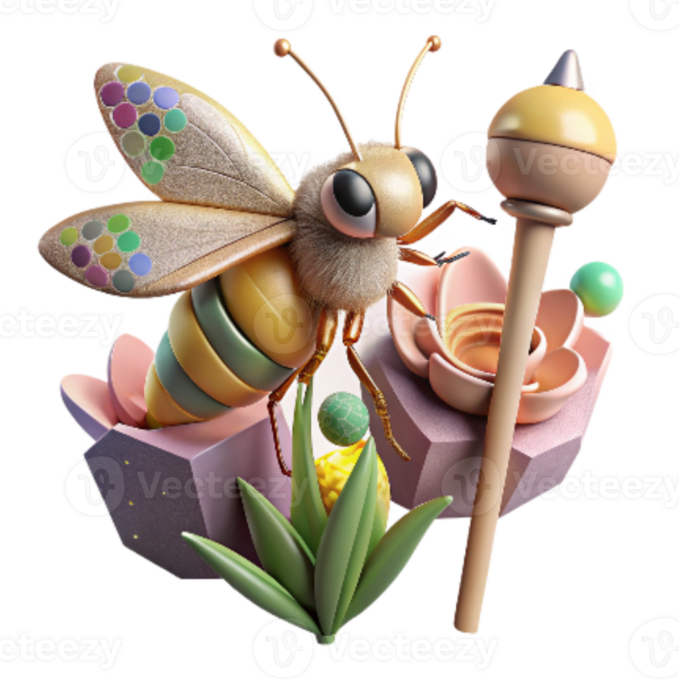 wonderful artistic Pollinator Insect on Stem Cutout Image png