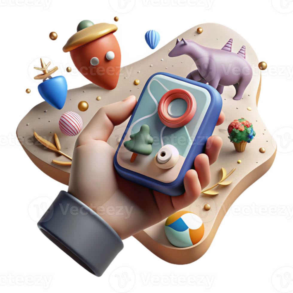 serene artistic Hand Holding Gps Device Tracking Animal Movement Transparent Background authentic png