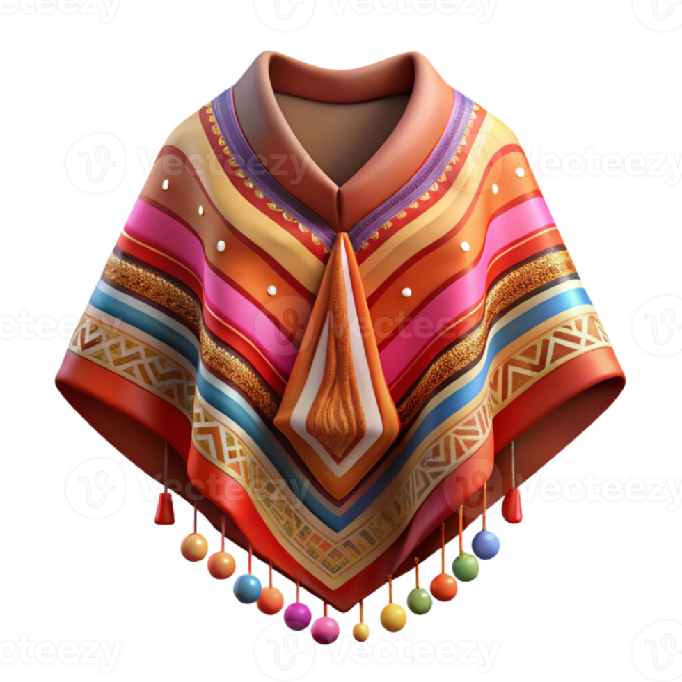 magnificent classic Peruvian Poncho with Intricate Patterns Isolated png