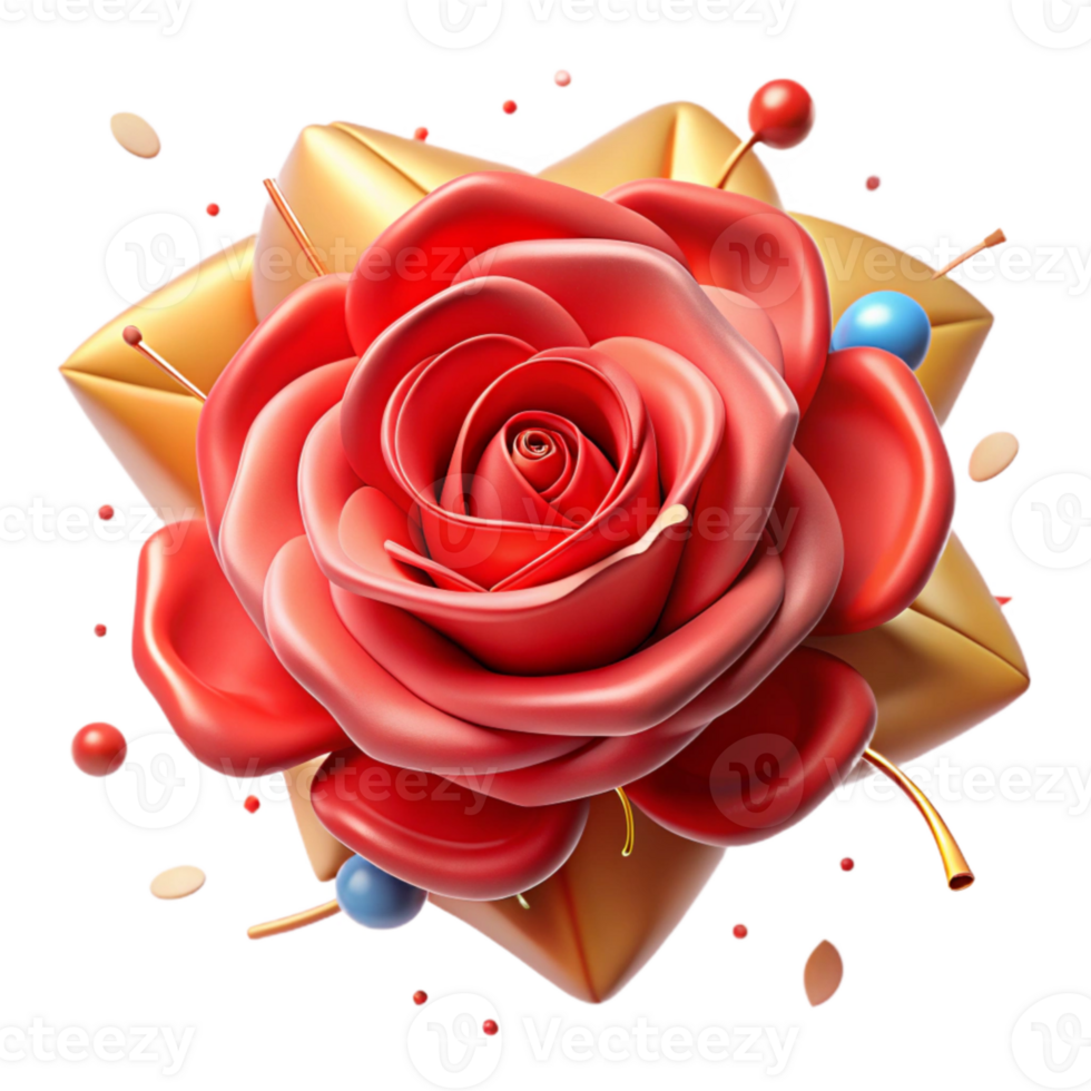 wonderful classic Red Rose Cutout with Thorn Detail high resolution png