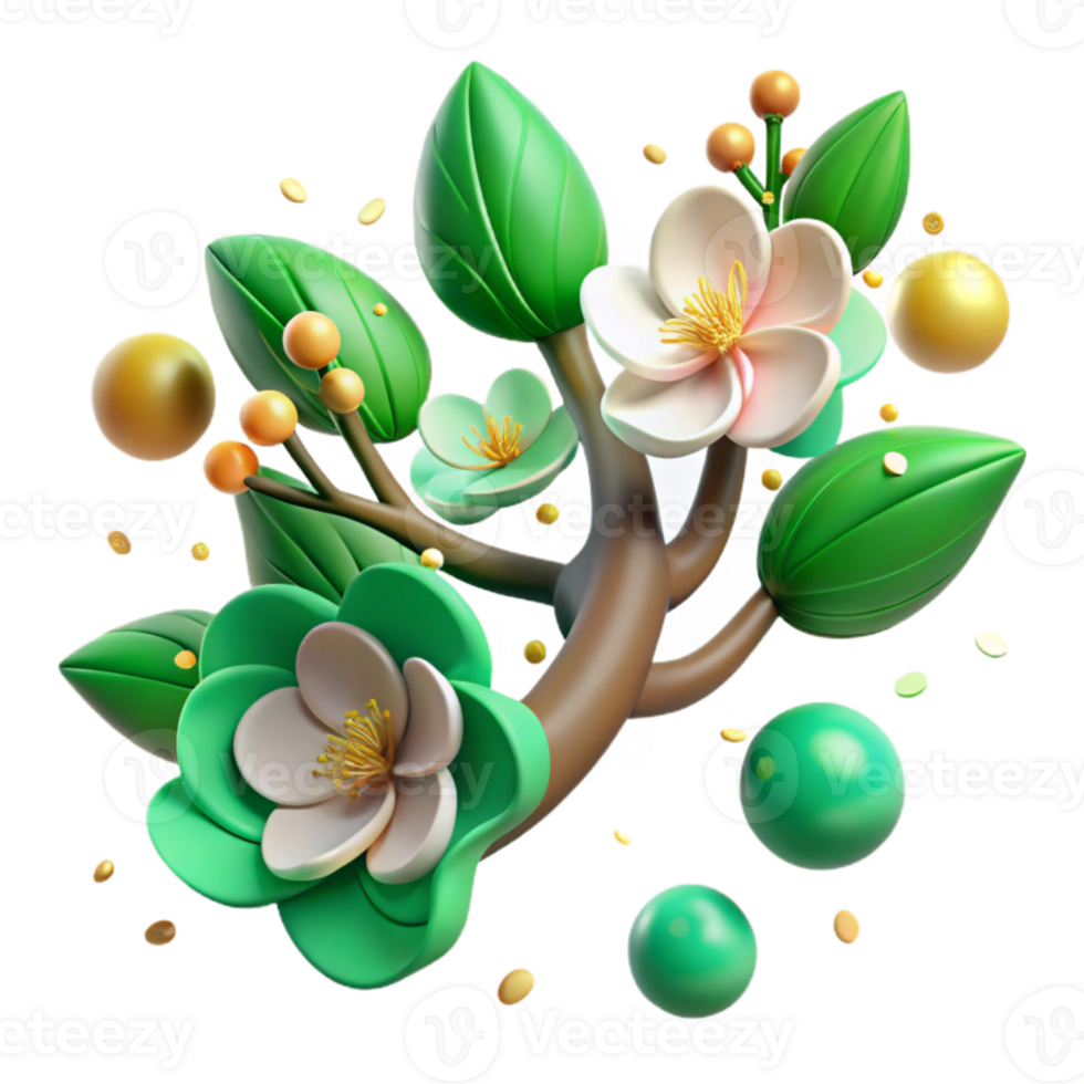 impressive abstract Green Tree Branch with Leaves Isolated genuine png