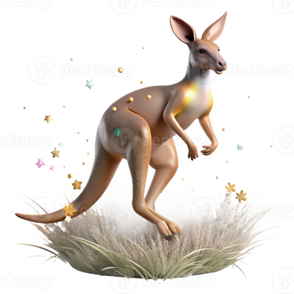 stunning abstract Kangaroo Hopping Across Grass Transparent detailed png
