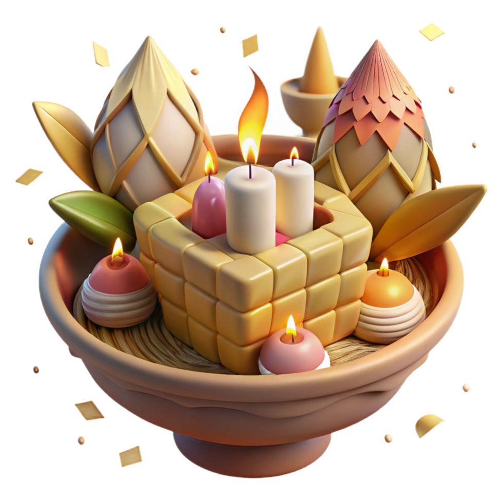beautiful classic Loy Krathong Floating Basket Candlelit Cutout original png