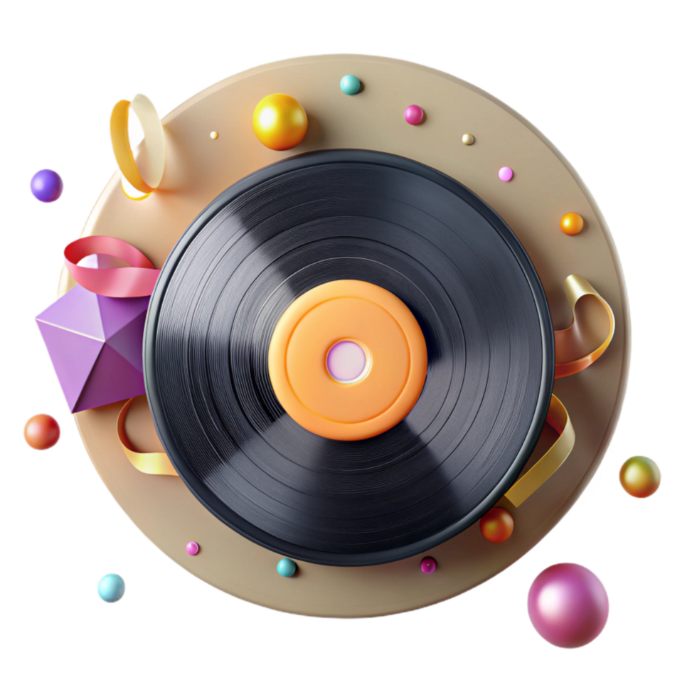 magnificent minimalist Record Vinyl Texture with Transparent Background authentic png