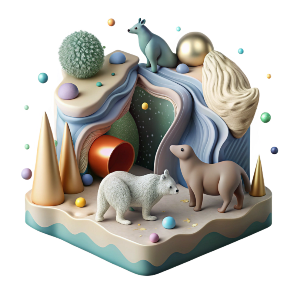 beautiful minimalist Hibernating Animals and the Food Chain Isolated Naturalistic Style original png