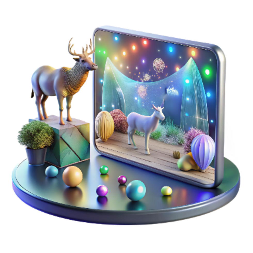 wonderful abstract Holographic Projection of Wildlife Conservation Data Interactive Display Transparent Background professional png