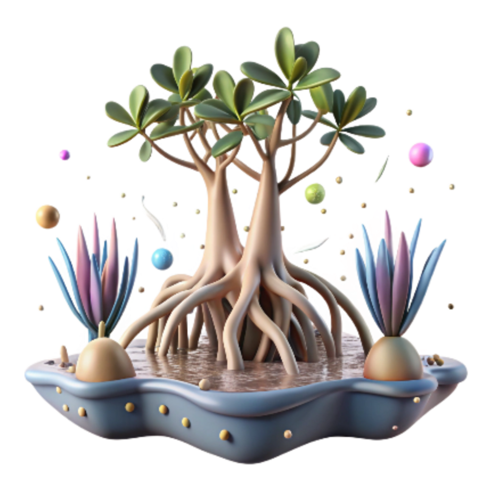 impressive modern Mangrove Roots Emerging From Water Transparent Background detailed png