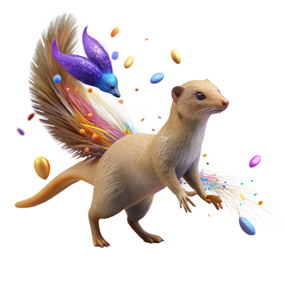 magnificent artistic Mongoose Hunting Native Bird Action Shot Transparent Background authentic png