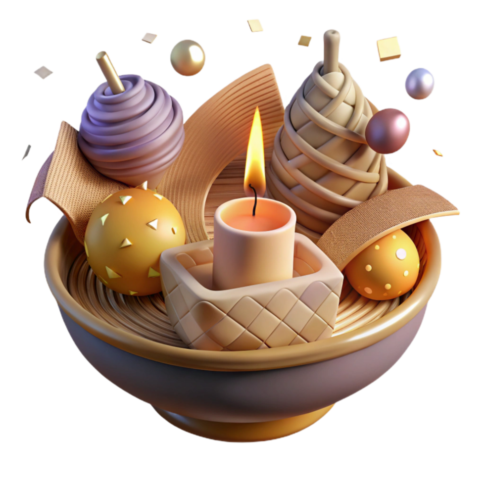 magnificent rustic Loy Krathong Floating Basket Candlelit Cutout professional png