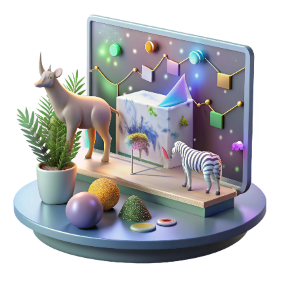 serene modern Holographic Projection of Wildlife Conservation Data Interactive Display Transparent Background professional png