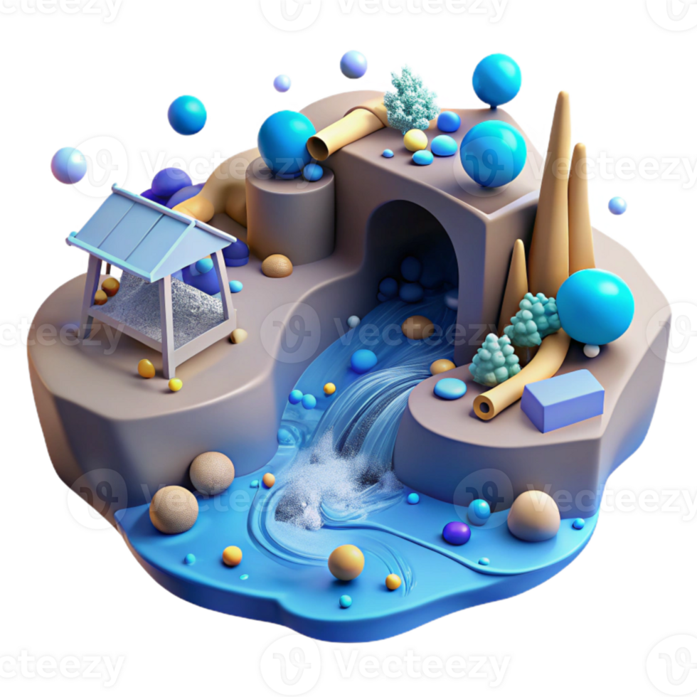 impressive classic Polluted River Mining Impact Isolated Element Blue Tint premium png
