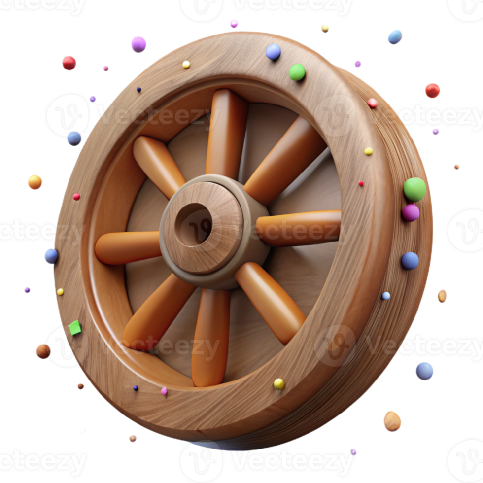 elegant vintage Old Wooden Wheel with Iron Rim Isolated Element genuine png